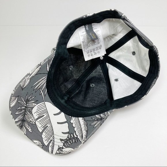 Gap Ball Cap Grey White Palm Leaf Botanical Print Adjustable Wide Brim N… - Picture 12 of 14